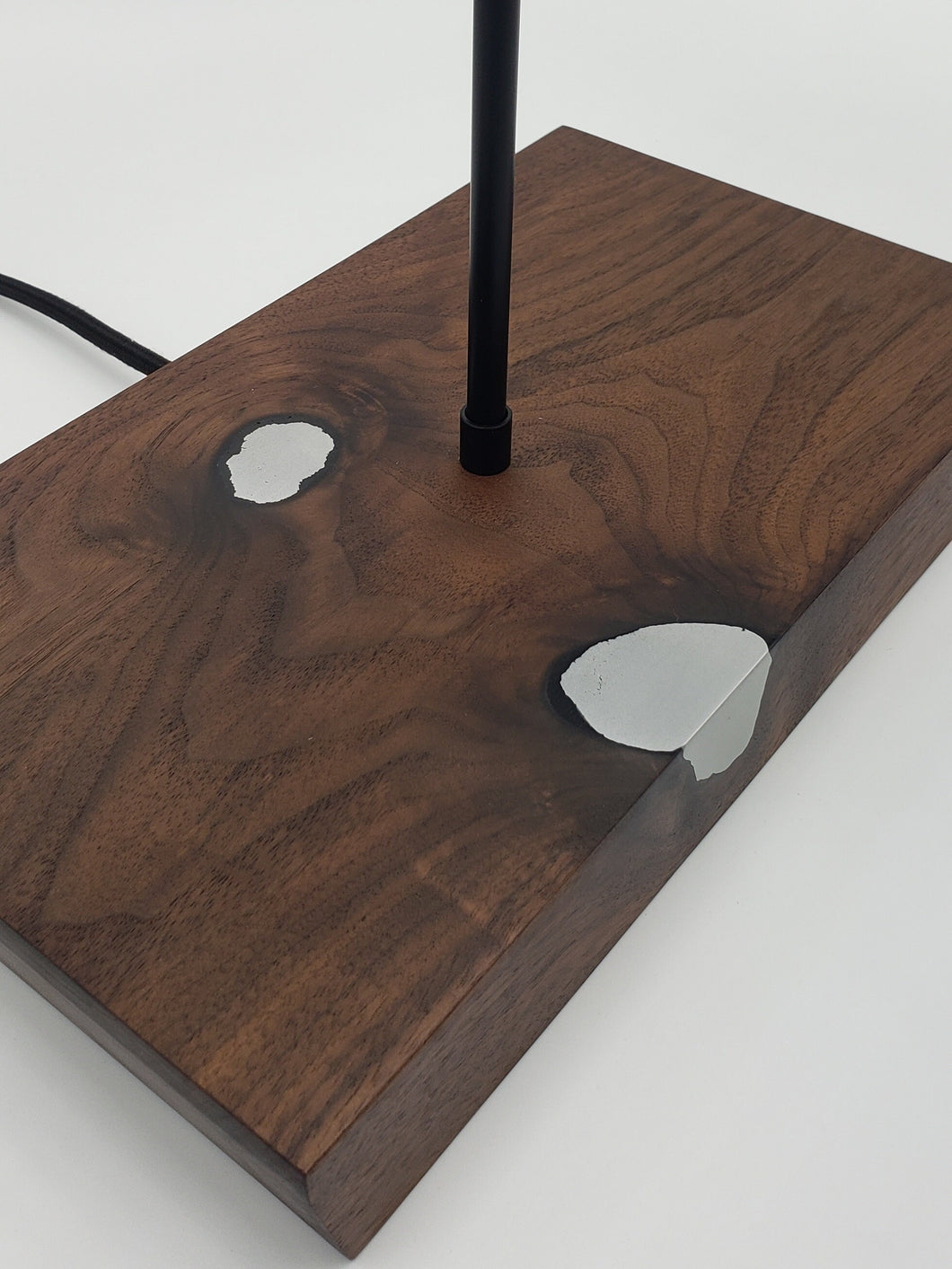 Modern Minimalist Walnut Table Lamp with Poured Metal Inlay/Modern Rustic Desk Lamp/Handcrafted One of a Kind Lamp
