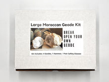 Load image into Gallery viewer, Large Moroccan Geode Kit, Break Open Your Own Geodes, Includes 4 Geodes, 1 Hammer , 1 Pair Safety Glasses

